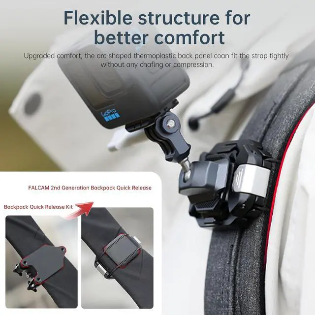 Alt view image 5 of 7 - F38 Backpack Camera Clip V2 with Plate, Arca-Swiss Quick Release, 30kg/66lb Heavy Load, Dyneema Safety Strap, Belt & Strap Mount for DSLR Action Mirrorless Black