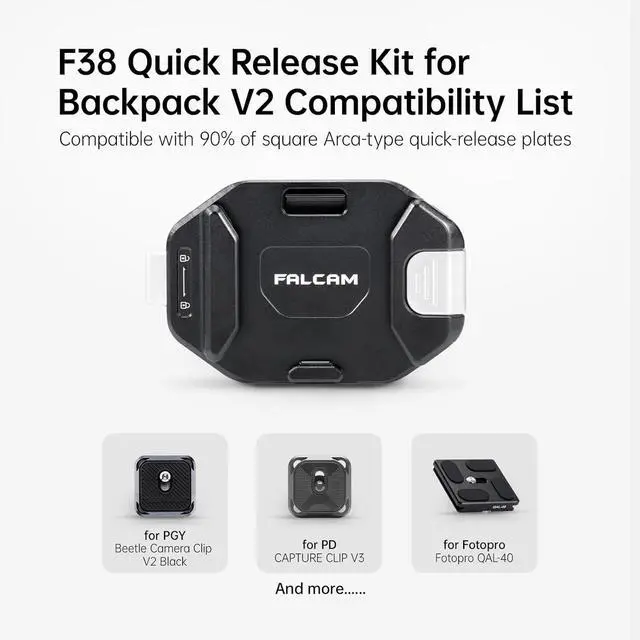Alt view image 7 of 7 - F38 Backpack Camera Clip V2 with Plate, Arca-Swiss Quick Release, 30kg/66lb Heavy Load, Dyneema Safety Strap, Belt & Strap Mount for DSLR Action Mirrorless Black