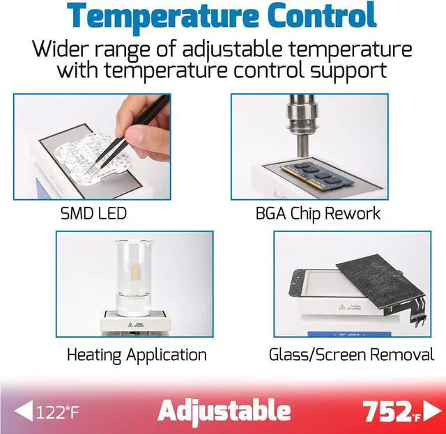 Alt view image 4 of 7 - 946D IV 100x50mm Small LED Soldering Hot Plate for SMD BGA Smartphone Microcomputer Rework Reflow, 210W Preheater Station with / Digital Temperature Control