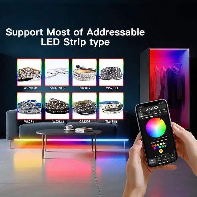 Alt view image 7 of 7 - Elite 4 Channel ESP32 WLED LED Strip Light Controller Ethernet WiFi Dual Control Sound Reactive UART Energy Save Relay 20A Pluggable Fuse Level Shifter WS2811/12 SK6812 WS2815 Addressable LED