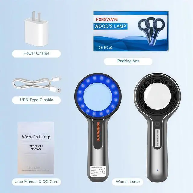 Alt view image 6 of 6 - Woods Lamp Skin Analyzer, Easy to Hold and Carry Around, Woods Lamp Cat Ringworm, Detect All Kinds of Skin Conditions, No Special Training Required (2000 mAh Rechargeable Battery)