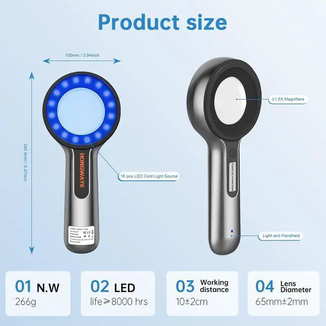 Alt view image 5 of 6 - Woods Lamp Skin Analyzer, Easy to Hold and Carry Around, Woods Lamp Cat Ringworm, Detect All Kinds of Skin Conditions, No Special Training Required (2000 mAh Rechargeable Battery)