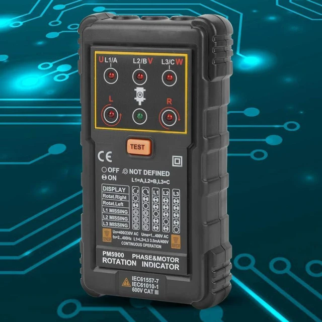 Alt view image 3 of 7 - PEAKMETER PM5900 Three-Phase Motor Rotation Tester Portable Handheld Rotation Indicator