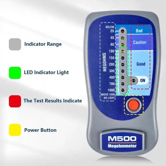 Alt view image 6 of 7 - M500 Megohmmeter for Insulation TestingCompatible with Supco M500 Electronic MegohmmeterWill accurately Measure Insulation Values up to 1000 Megohms at 500 Volts