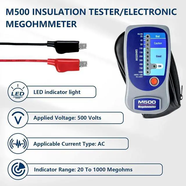 Alt view image 5 of 7 - M500 Megohmmeter for Insulation TestingCompatible with Supco M500 Electronic MegohmmeterWill accurately Measure Insulation Values up to 1000 Megohms at 500 Volts