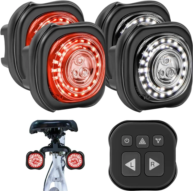 Main image of Smart Bike Light System - Taillight, Headlight & Turn Signal, Sync Front & Rear for Night Riding, 3+2+1 Modes, Rechargeable with Remote Controller, IP67 Waterproof Day/Night Mode