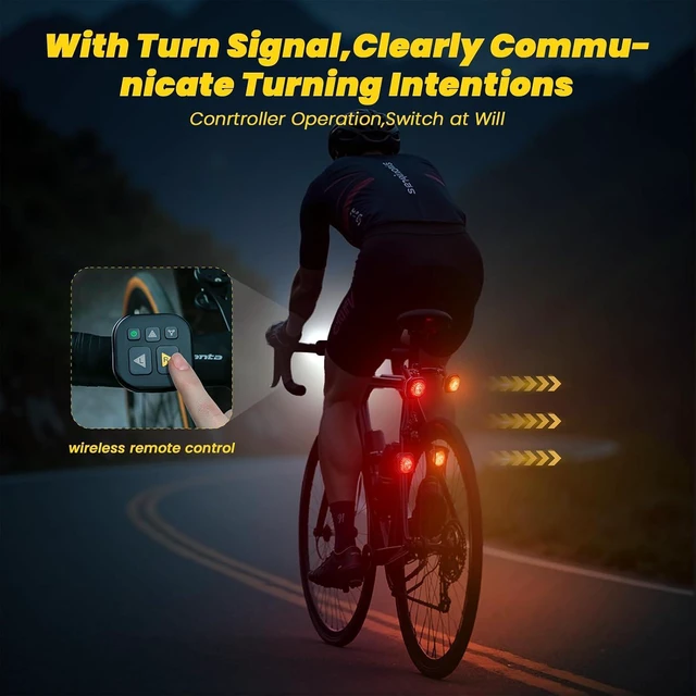 Alt view image 5 of 7 - Smart Bike Light System - Taillight, Headlight & Turn Signal, Sync Front & Rear for Night Riding, 3+2+1 Modes, Rechargeable with Remote Controller, IP67 Waterproof Day/Night Mode