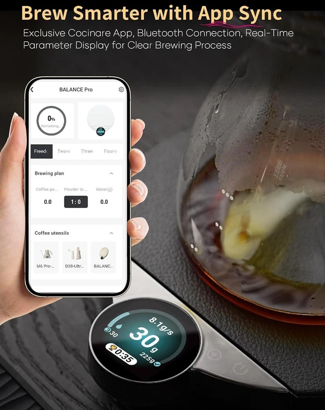 Alt view image 6 of 7 - Balance Pro Smart Coffee Scale with Timer & Water Flow Rate