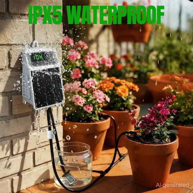 Alt view image 5 of 7 - Solar Automatic Drip Irrigation System,Auto Self Watering Kit with Timer