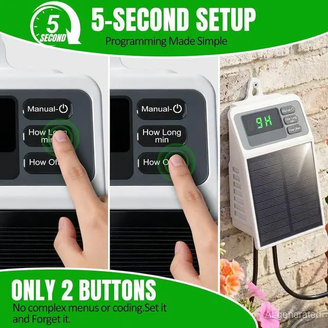 Alt view image 7 of 7 - Solar Automatic Drip Irrigation System,Auto Self Watering Kit with Timer