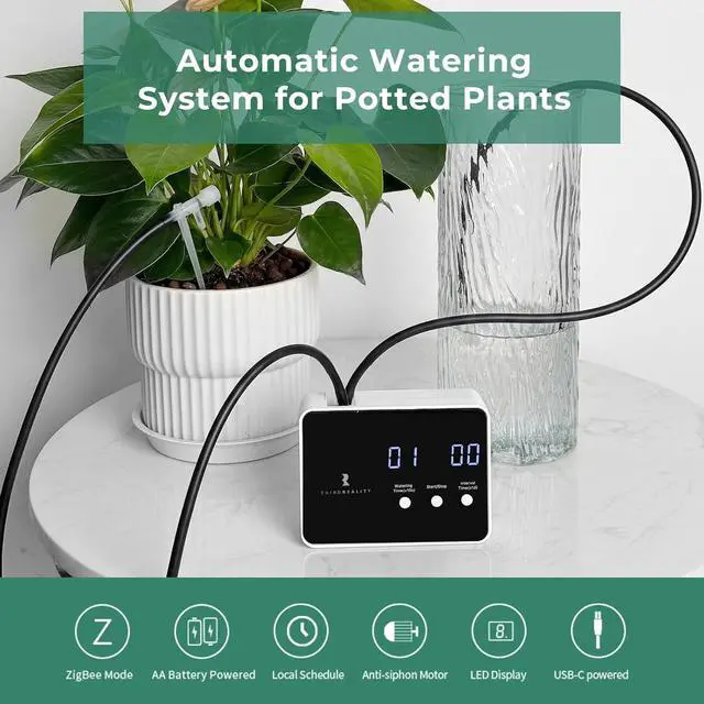 Alt view image 2 of 6 - Zigbee Smart Watering Kit Pro for Potted Plants, Indoor Plant Watering System, Hub Needed, Compatible with Echo Devices with Zigbee Hub Built-in,Home Assistant,SmartThings, Hubitat, Homey