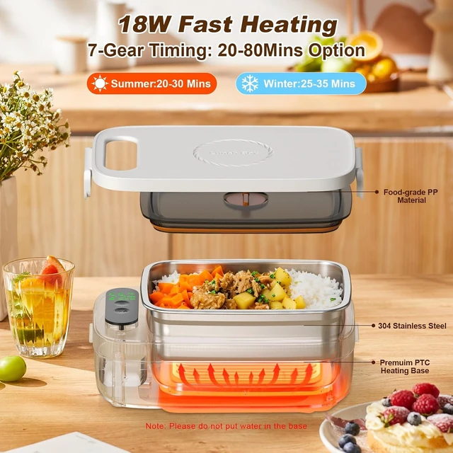 Alt view image 2 of 6 - Cordless Heated Lunch Box, 18W Portable Food Warmer for Men Women
