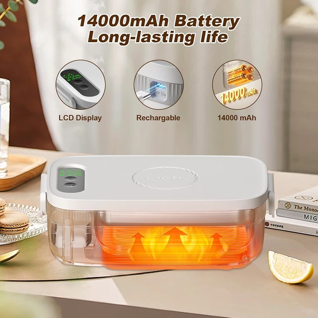 Alt view image 3 of 6 - Cordless Heated Lunch Box, 18W Portable Food Warmer for Men Women