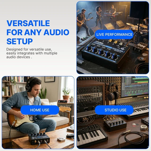 Alt view image 4 of 7 - JMAMP6 4-Channel Stereo Line Mixer Compact TS/TRS Audio Mixer with Mono/Stereo Switch, Independent Level Controls, USB-C Powered, Low Noise for Studio, Live & Rehearsal