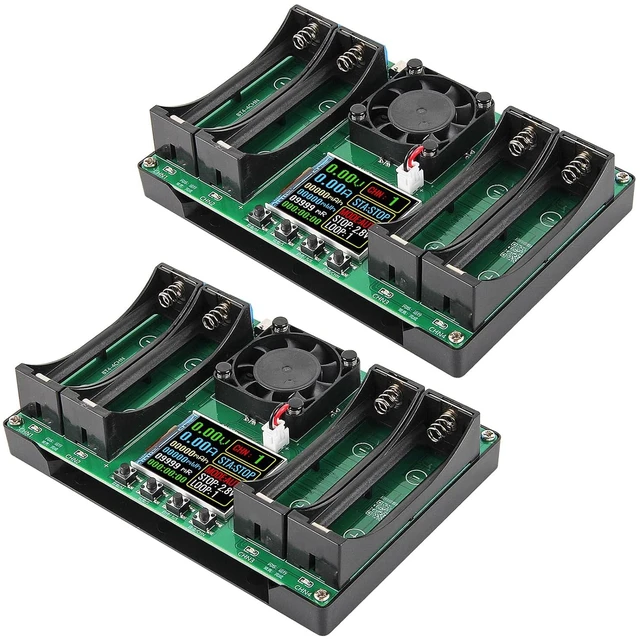 Main image of 2Pcs 4-Channel 18650 Battery Capacity Tester, Automatic Charge Discharge Module with Internal Resistance Test for Flat Top Batteries, Type-C Powered Lithium Battery Analyzer