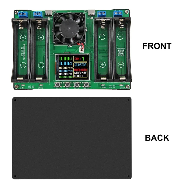 Alt view image 2 of 7 - 2Pcs 4-Channel 18650 Battery Capacity Tester, Automatic Charge Discharge Module with Internal Resistance Test for Flat Top Batteries, Type-C Powered Lithium Battery Analyzer