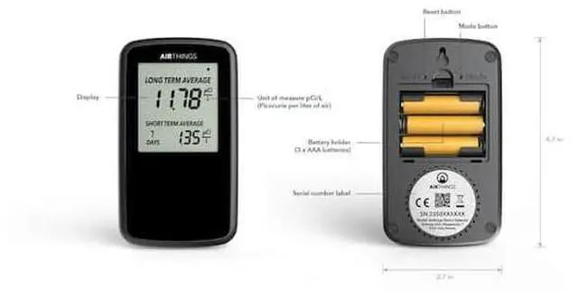 Alt view image 4 of 7 - Battery Operated Digital Radon Detector 2350