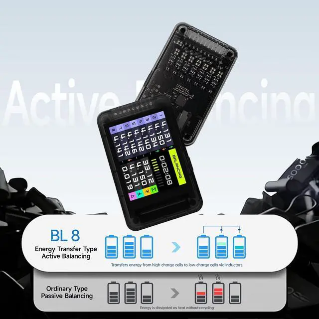 Alt view image 5 of 7 - BL8 LiPo Battery Tester 2S-8S Smart Active Balancer XH2.54 Cell Voltage Tester for RC Batteries with High-Precision Color Screen App and Remote Control