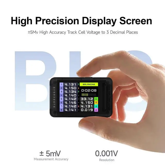 Alt view image 3 of 7 - BL8 LiPo Battery Tester 2S-8S Smart Active Balancer XH2.54 Cell Voltage Tester for RC Batteries with High-Precision Color Screen App and Remote Control