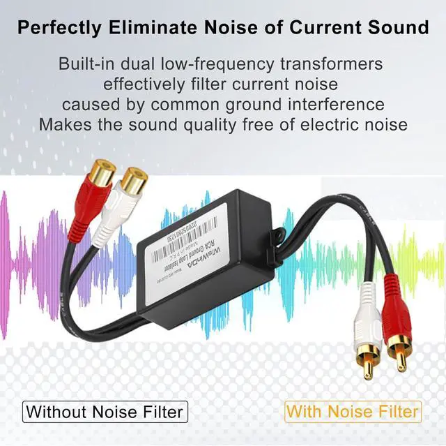Alt view image 4 of 7 - RCA Noise Filter Hum Eliminator Ground Loop Isolator (No Affect Bass) Quality Isolator for HiFi Stereo Home Theater Car Audio Player (Black)