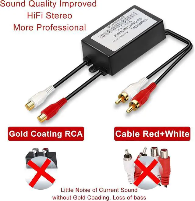 Alt view image 5 of 7 - RCA Noise Filter Hum Eliminator Ground Loop Isolator (No Affect Bass) Quality Isolator for HiFi Stereo Home Theater Car Audio Player (Black)