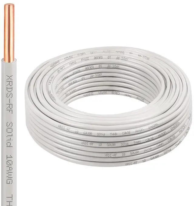 Main image of 10AWG THHN Wire 50 FT, Single Bare Copper Conductor with PVC and Nylon Insulation, 600V Rated, Heavy-Duty THHN Wire for Residential and Industrial Use
