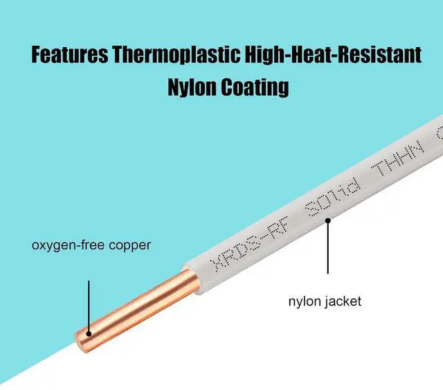 Alt view image 2 of 5 - 10AWG THHN Wire 50 FT, Single Bare Copper Conductor with PVC and Nylon Insulation, 600V Rated, Heavy-Duty THHN Wire for Residential and Industrial Use