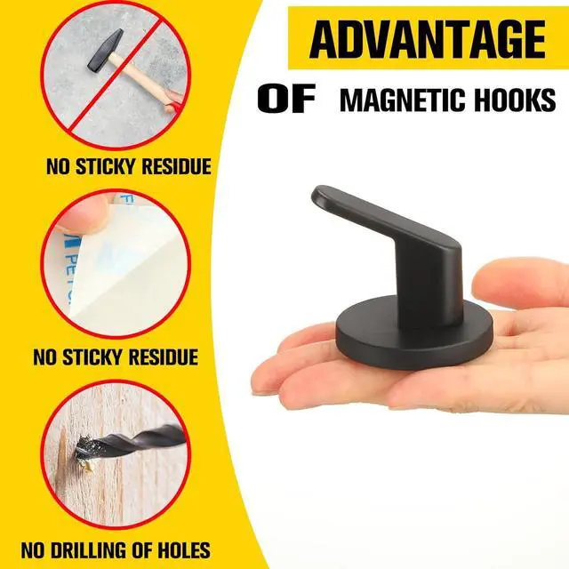 Alt view image 3 of 7 - Kanayu 10 Pcs Magnetic Hooks Heavy Duty Magnetic Wreath Hanger, Magnet Tool Holder Garage Storage Tool Organizer Hanger for Refrigerator Kitchen Doors