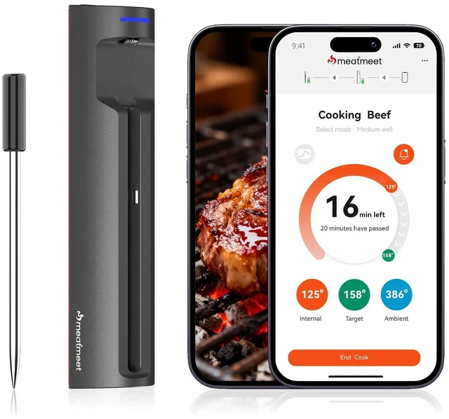 Main image of Digital Wireless Meat Thermometer with Remote App Monitoring