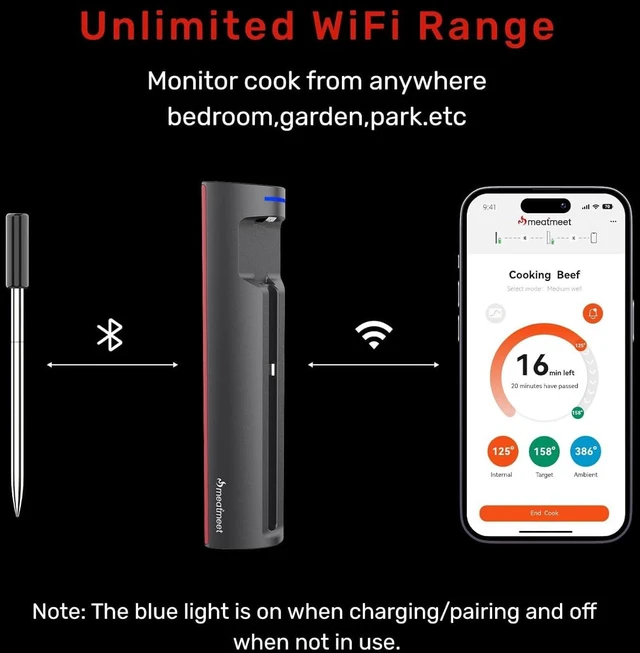 Alt view image 3 of 7 - Digital Wireless Meat Thermometer with Remote App Monitoring