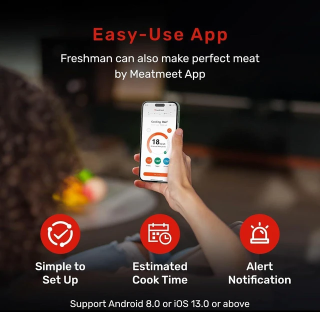 Alt view image 4 of 7 - Digital Wireless Meat Thermometer with Remote App Monitoring