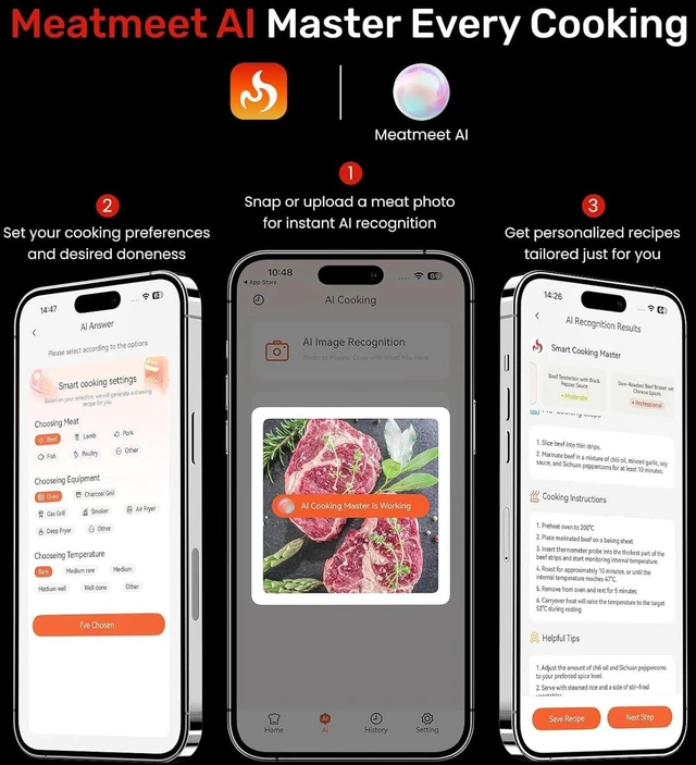 Alt view image 5 of 7 - Digital Wireless Meat Thermometer with Remote App Monitoring
