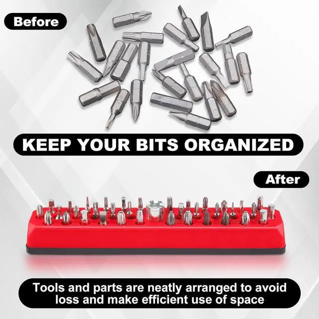 Alt view image 4 of 6 - 8 Pcs Magnetic Drill Bit Holder Hex Bit Organizer for 1/4 Inch Screwdriver Bits Storage, 37 Holes Bits Tool Organizer with Magnetic Base, Red, Blue, Orange and Green (Tools Not Included)