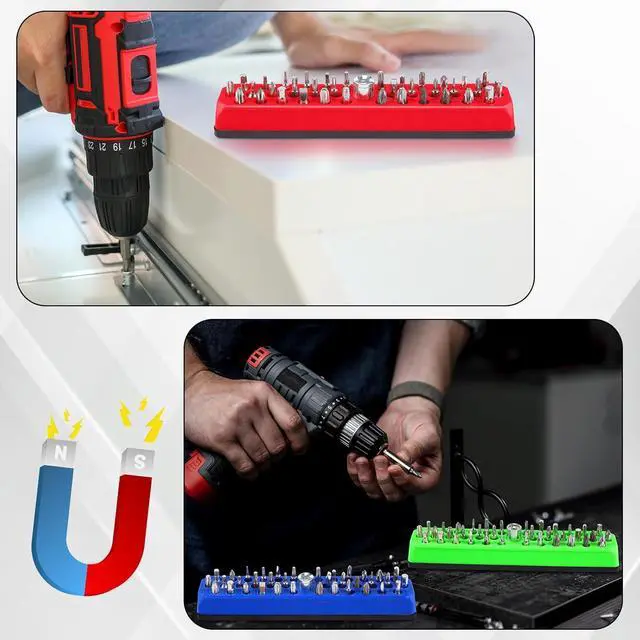 Alt view image 6 of 6 - 8 Pcs Magnetic Drill Bit Holder Hex Bit Organizer for 1/4 Inch Screwdriver Bits Storage, 37 Holes Bits Tool Organizer with Magnetic Base, Red, Blue, Orange and Green (Tools Not Included)