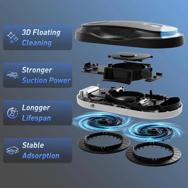 Alt view image 2 of 7 - KKI Window Cleaning Robot with Dual Spray for High-Rise Windows,Black