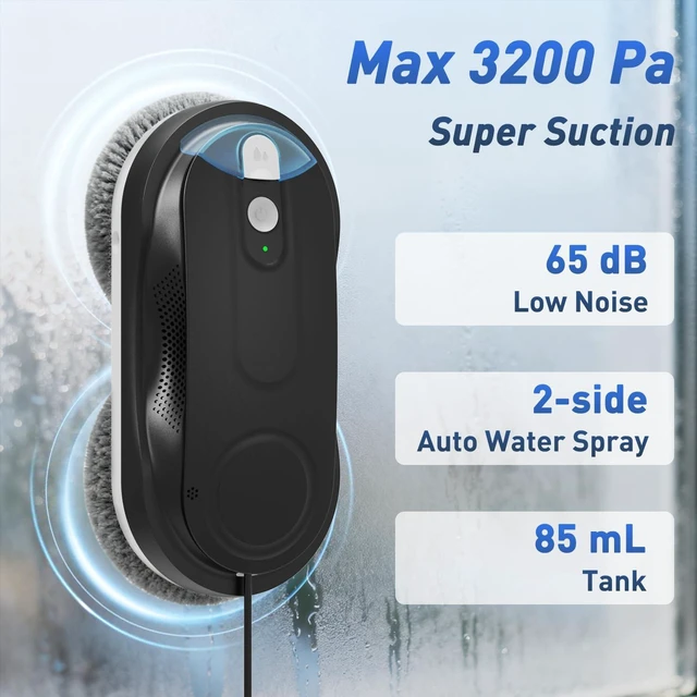 Alt view image 3 of 7 - KKI Window Cleaning Robot with Dual Spray for High-Rise Windows,Black