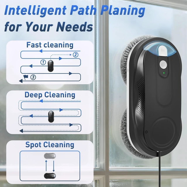 Alt view image 4 of 7 - KKI Window Cleaning Robot with Dual Spray for High-Rise Windows,Black