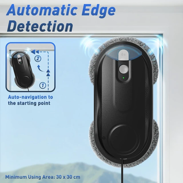 Alt view image 5 of 7 - KKI Window Cleaning Robot with Dual Spray for High-Rise Windows,Black