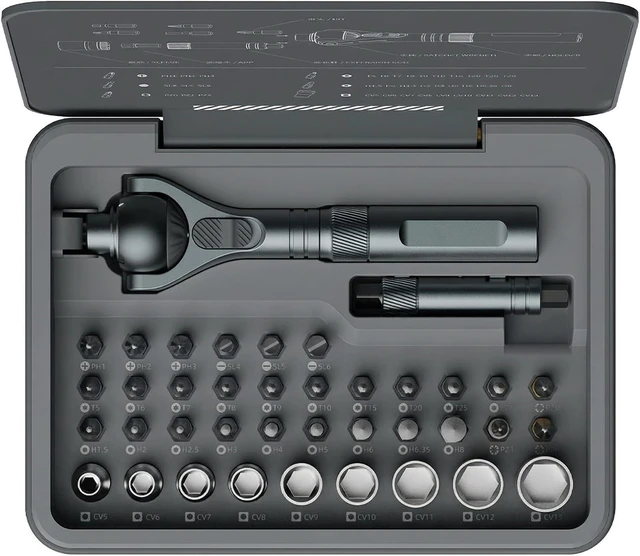 Main image of 40-in-1 Magnetic Ratchet Screwdriver Set Detachable Handle, 180° Ratchet Head, 45-Tooth Mechanism, Tool Kit with Case for Computer & Electronics Repair, Home & DIY