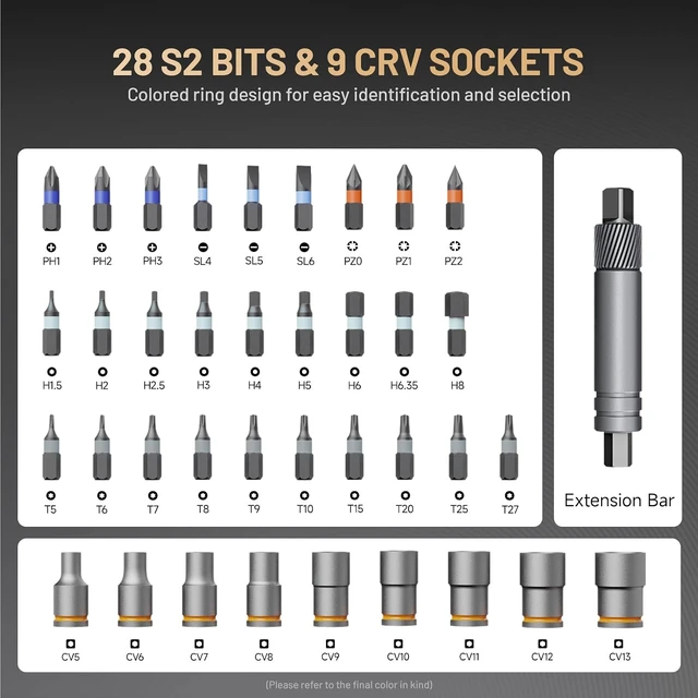 Alt view image 6 of 7 - 40-in-1 Magnetic Ratchet Screwdriver Set Detachable Handle, 180° Ratchet Head, 45-Tooth Mechanism, Tool Kit with Case for Computer & Electronics Repair, Home & DIY