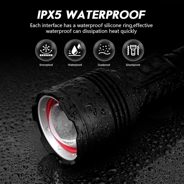 Alt view image 7 of 7 - Flashlight Rechargeable, Real 3700 High Lumens, Warm Ambient Light for Camping(6 Modes), Aluminum Alloy Body, Super Bright, Up to 12 Hours, 10000mAh Tactical Flashlight, IPX5 Waterproof