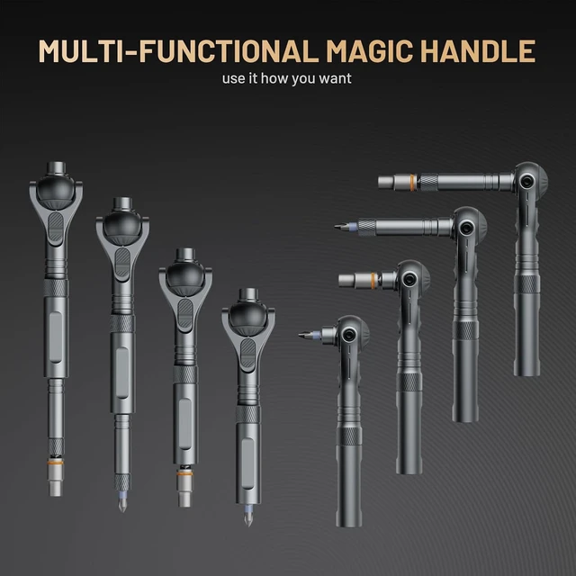 Alt view image 3 of 7 - 40-in-1 Magnetic Ratchet Screwdriver Set Detachable Handle, 180° Ratchet Head, 45-Tooth Mechanism, Tool Kit with Case for Computer & Electronics Repair, Home & DIY
