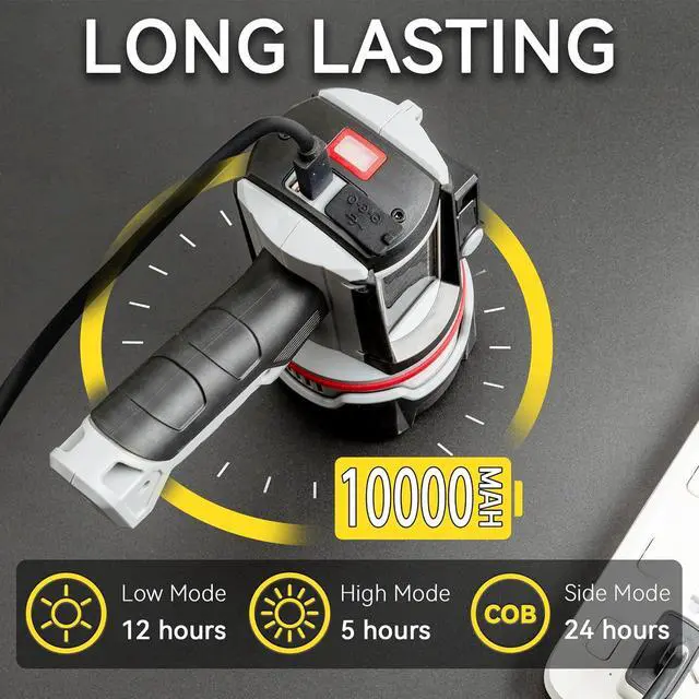 Alt view image 3 of 6 - Rechargeable Spotlight Flashlight, Super Bright 3 LED 3000000 Lumen Long Lasting Handheld Spot Light Spotlight for Hunting Boating Camping