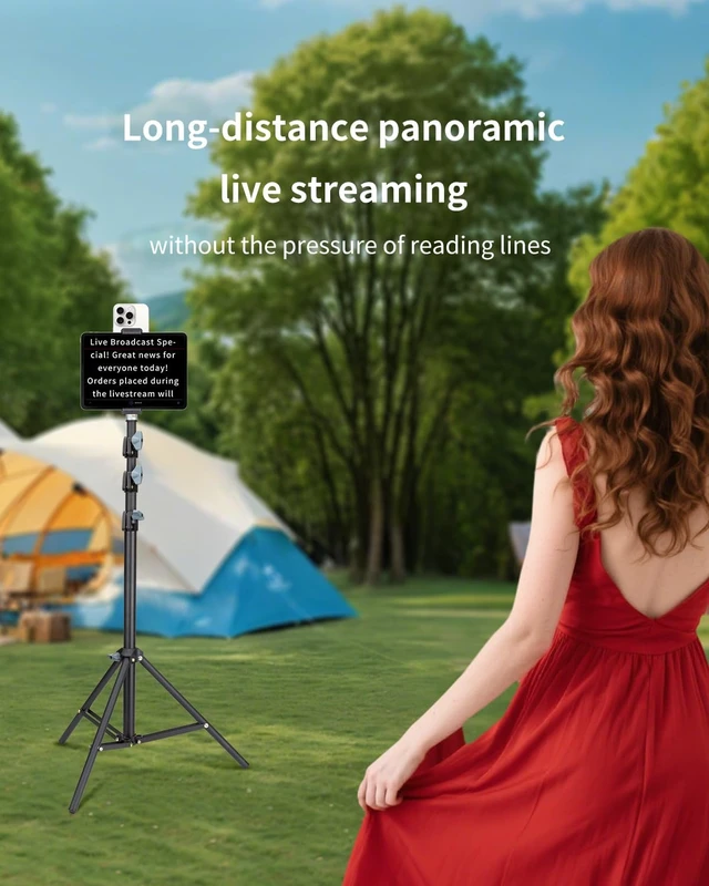 Alt view image 3 of 7 - Large Screen Teleprompter Holder for Tablet & Phone with 70.8" Tripod