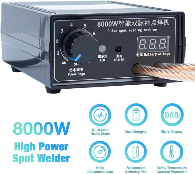 Alt view image 3 of 7 - 8000W Handheld Battery Spot Welder High-Power Portable DIY Welding Machine with Nickel Strip for 18650 Lithium Batteries