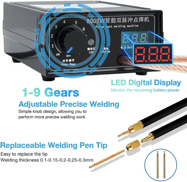 Alt view image 4 of 7 - 8000W Handheld Battery Spot Welder High-Power Portable DIY Welding Machine with Nickel Strip for 18650 Lithium Batteries