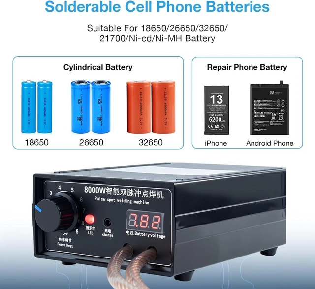 Alt view image 6 of 7 - 8000W Handheld Battery Spot Welder High-Power Portable DIY Welding Machine with Nickel Strip for 18650 Lithium Batteries