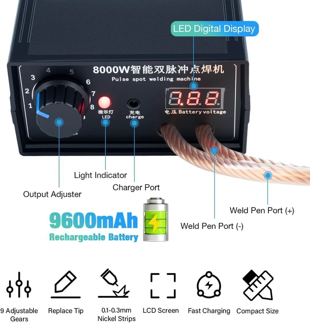 Alt view image 5 of 7 - 8000W Handheld Battery Spot Welder High-Power Portable DIY Welding Machine with Nickel Strip for 18650 Lithium Batteries