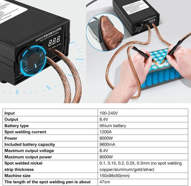 Alt view image 7 of 7 - 8000W Handheld Battery Spot Welder High-Power Portable DIY Welding Machine with Nickel Strip for 18650 Lithium Batteries
