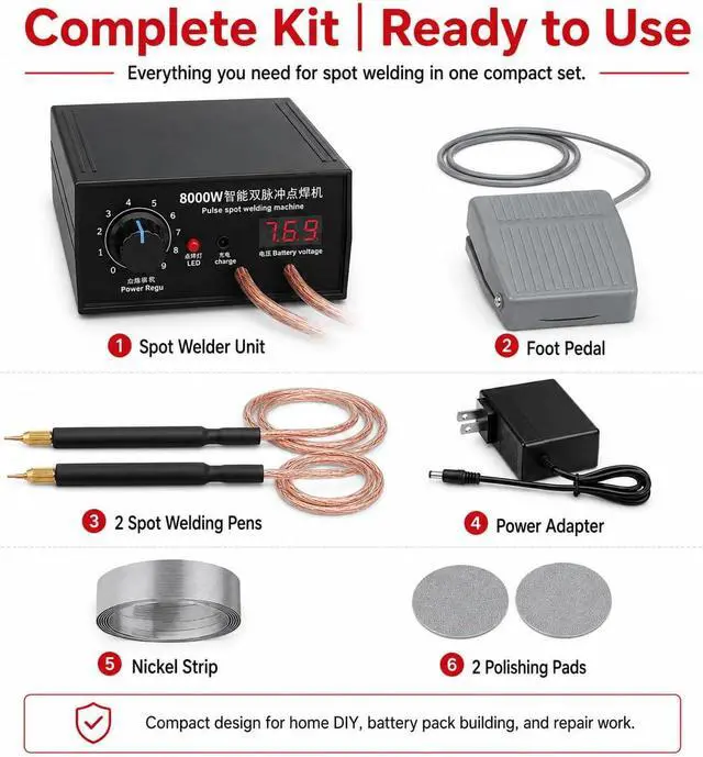 Alt view image 3 of 7 - 8000W Spot Welder,Handheld Spot Welder,Portable Spot Welder Machine DIY Kit,High Power Handheld Spot Welding Machine,with nickel strip and spot welding pen,for 18650 Battery Pack Welding Tools